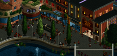 Plaza with curvy rails