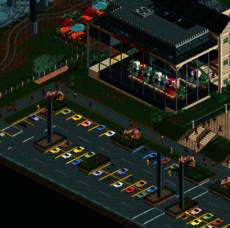 Parking lot and arcade