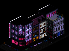 Night time buildings